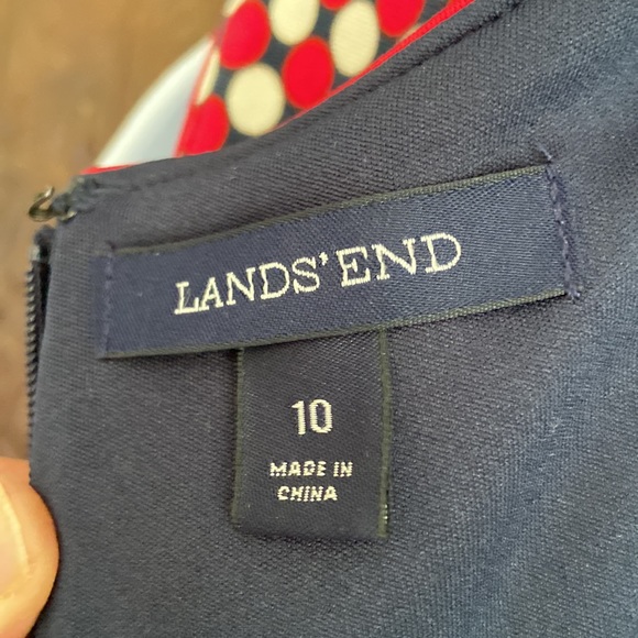 Lands End polka dot red/navy sleeveless dress—size 10 - Picture 6 of 7